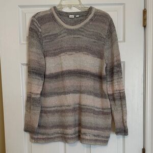 Gap Women's Striped Gray and Pink Tunic Sweater Cozy Long